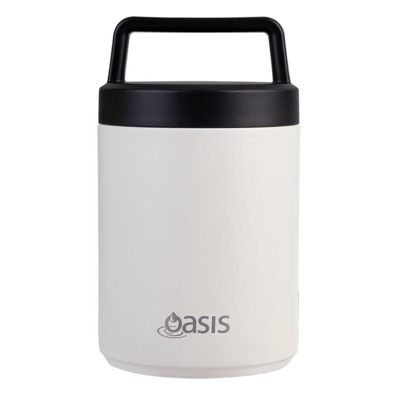 Oasis S/S Insulated Dual Compartment Food Jar W Handle And Spoon 480ML - Alabaster