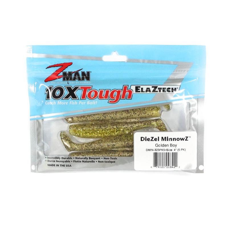 Zman Soft Lure Diezel MinnowZ 4 Inch 5/Pack Golden Boy (8422)