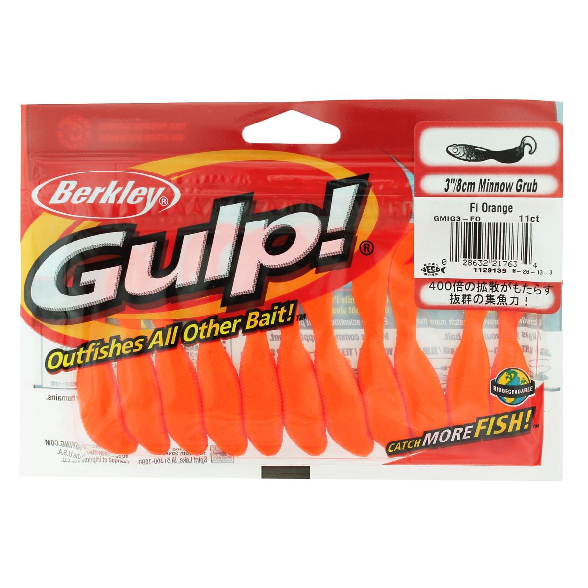 Gmig3-fo Gulp Minnow Grub 3in Flo Org 32