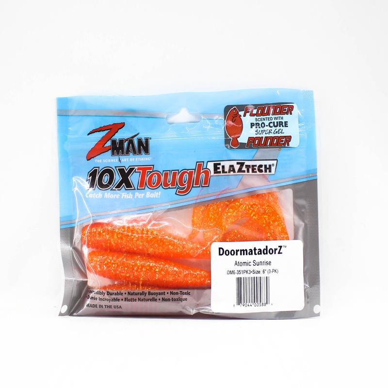 Zman Soft Lure DoormatadorZ 6 Inch 3/Pack Atomic Sunrise (5889)