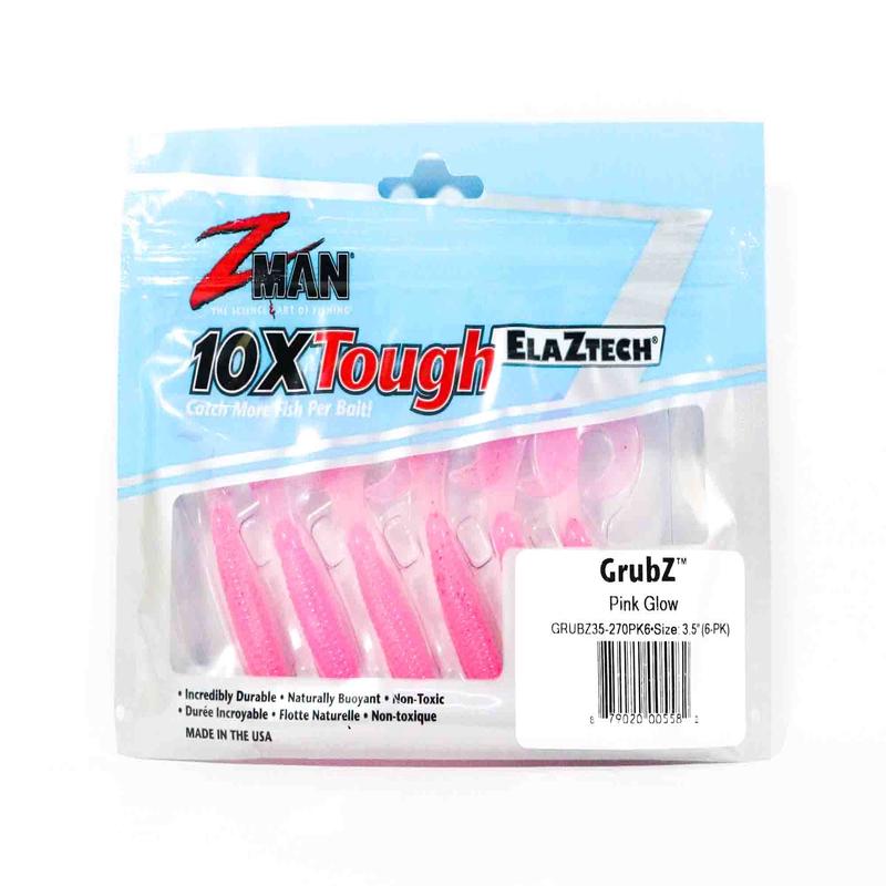 Zman Soft Lure GrubZ 3.5 Inch 6/Pack Pink Glow (5582)