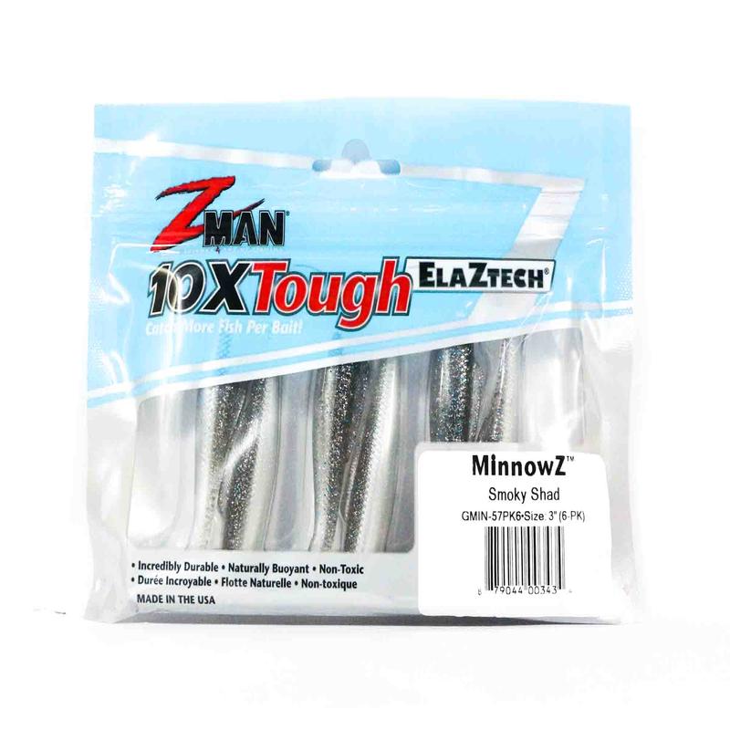Zman Soft Lure MinnowZ 3 Inch 6/Pack Smoky Shad (3434)