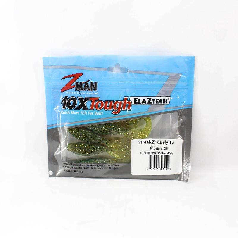 Zman Soft Lure StreakZ Curly 4 Inch 5/Pack Midnight Oil (3141)