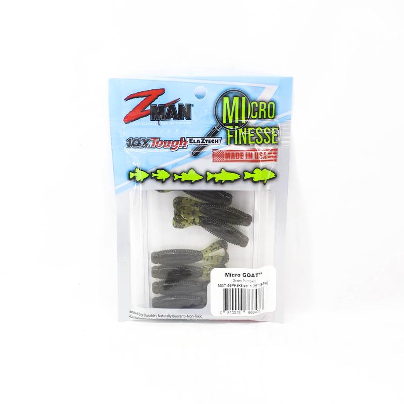Zman Soft Lure Micro Goat 1.75 Inch 8/Pack Green Pumpkin (6476)