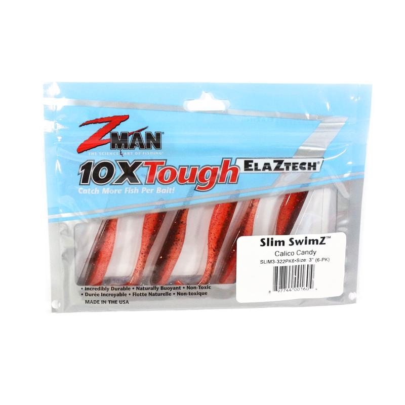 Zman Soft Lure Slim SwimZ 3 Inch 6/Pack Calico Candy (1604)