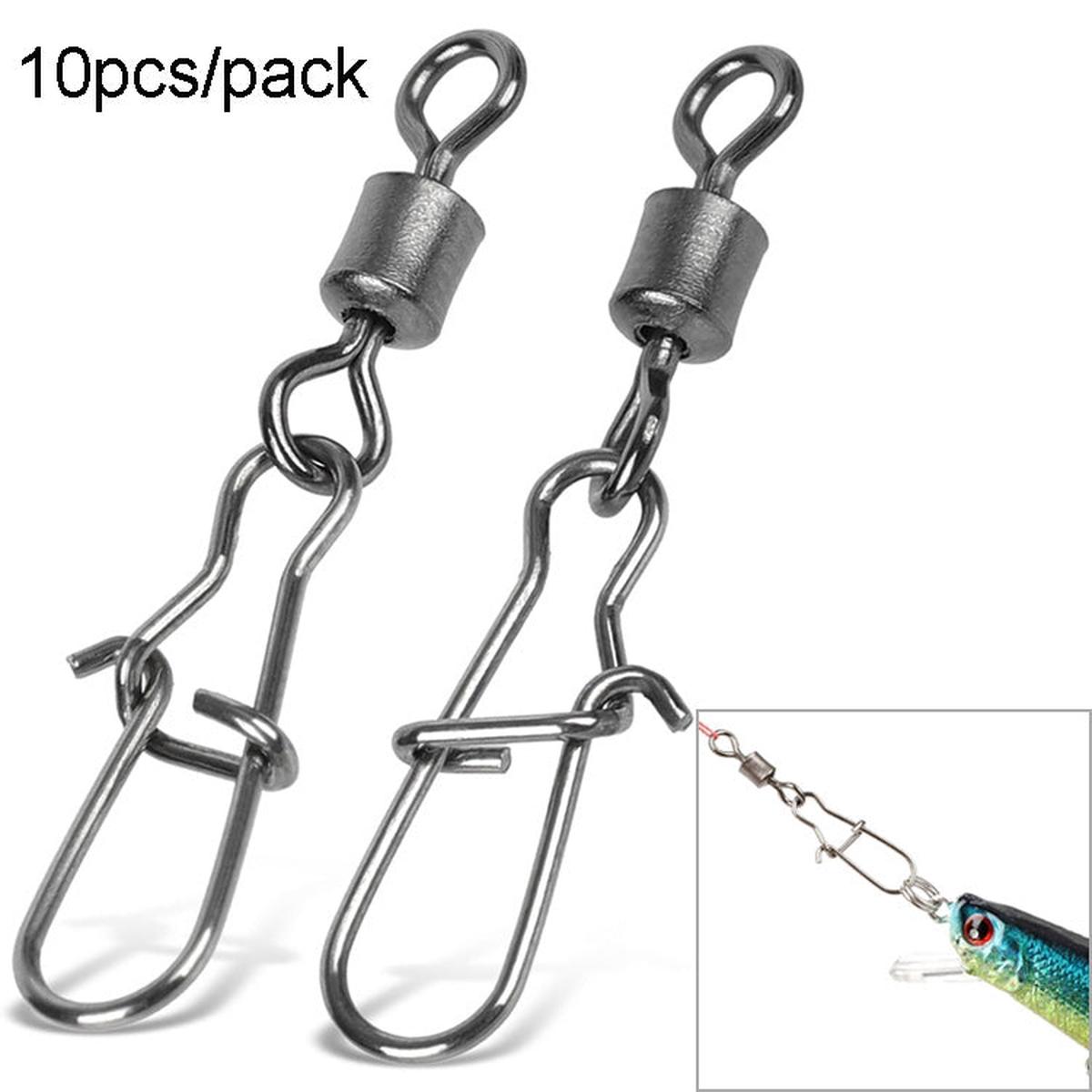 10pcs /Pack Stainless Steel Fishing Connector Bearing Rolling Swivel Connector Fishing Gear Accessories(2)