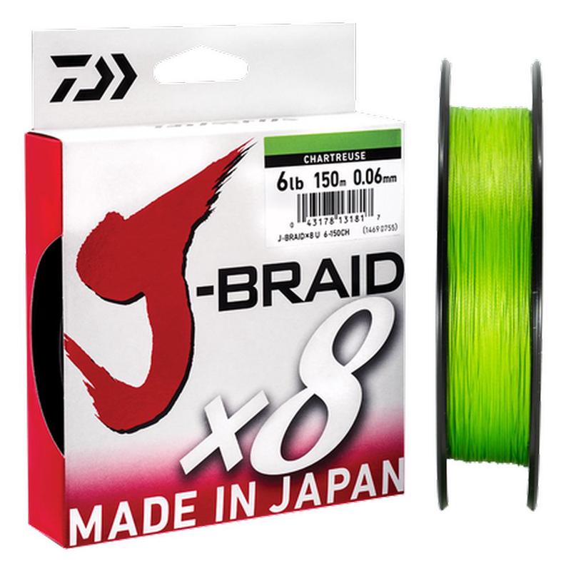 Daiwa J-BRAID X8 150m Line CHARTREUSE
