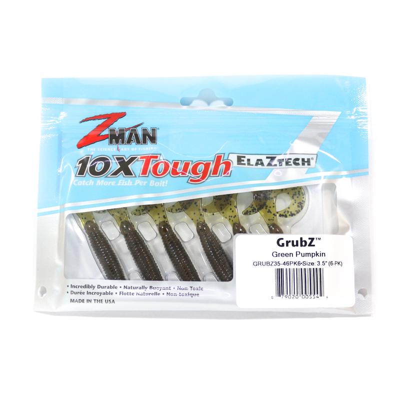 Zman Soft Lure GrubZ 3.5 Inch 6/Pack Green Pumpkin (5544)