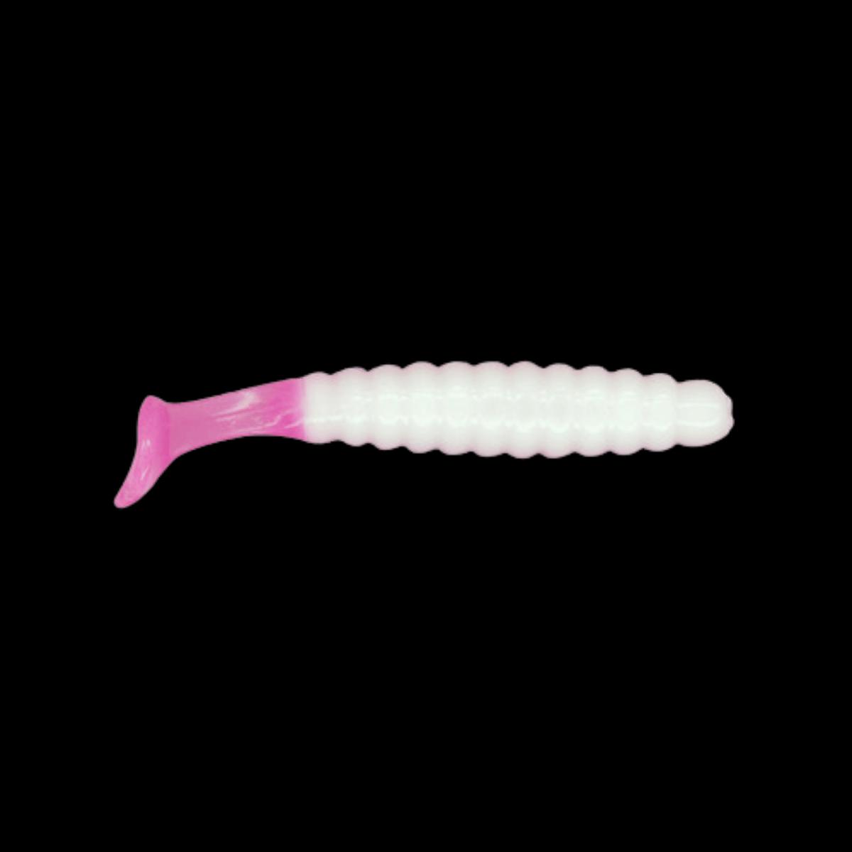CHARLIE BREWERS CRAPPIE SLIDER GRUB 18PK - 1-1/2 IN - 1-1/2IN | WHT PNK GLO CHR