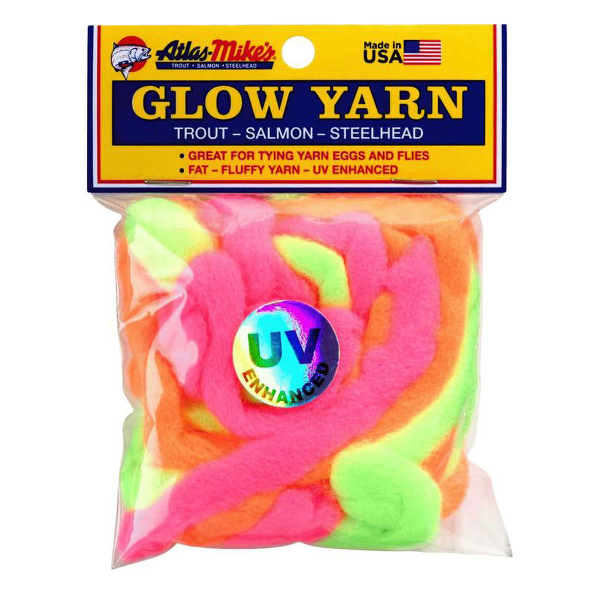 ATLAS GLOW YARN UV ASSORTED 12 FT