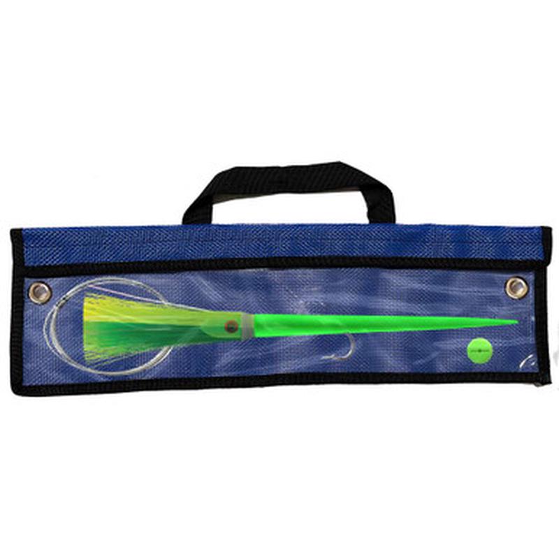 WolfPack Tackle Ahi Pre-Rigged Trolling Lure - 3.5oz - Glow Green Head - Green/Chartreuse Hair