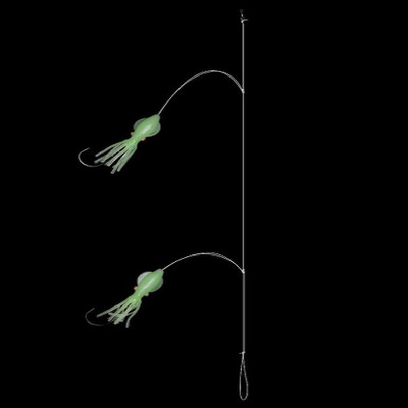 Jigging World Grouper / Snapper 3in Fat Squid Teaser Rig - 8/0 - Chartreuse/Glow