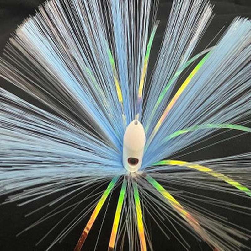 Joe Shute Lures Keel Weighted Skirted Trolling Lure - 1oz - White Head - Carolina Blue/Crystal Blend