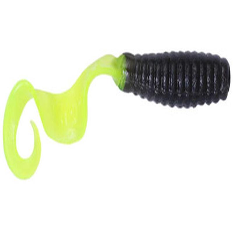 Sea Striker H4CT20 Got-Cha 4'' Curltail Grubs 20 Pack 34 Smoke/Chartreuse Tail