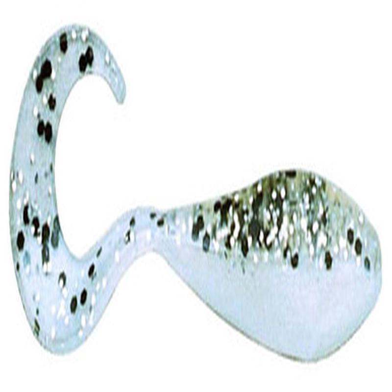 Bass Assassin CSA35 2" Curly Shad Lure CSA35336 Salt & Pepper Silver Phantom