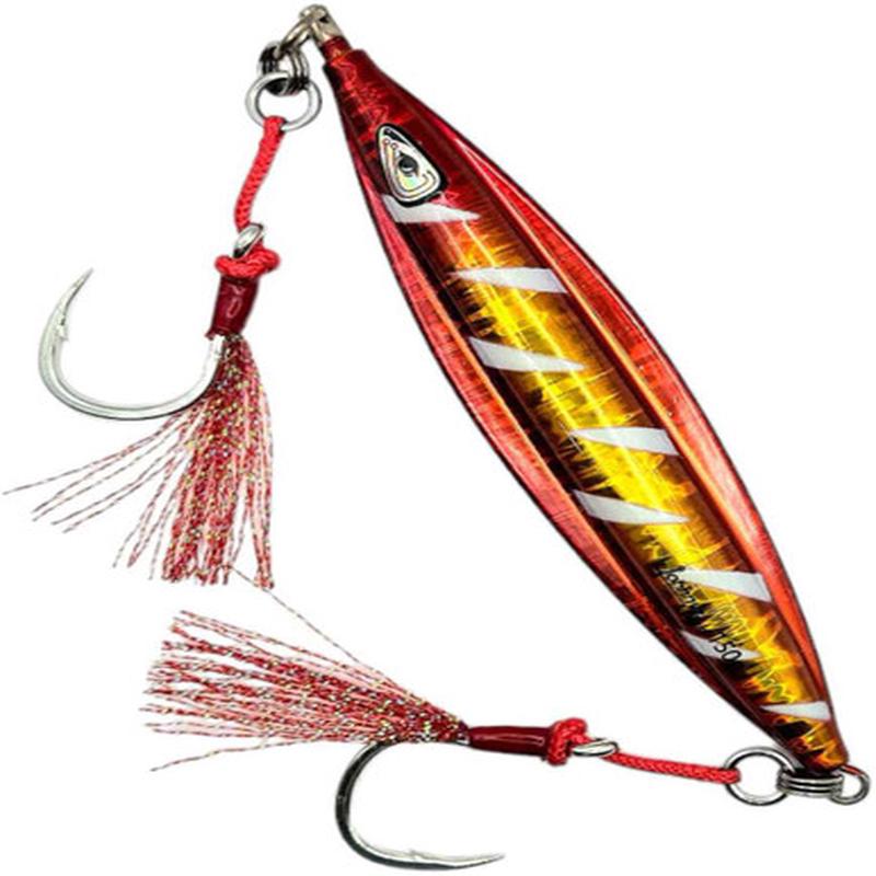 Johnny Jigs Torpedo Glider UFO Slow Pitch Jig - 250g - Gold/Red Glow