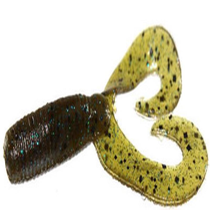 Zoom Fat Albert Twin Tail Grub Bait 3-1/2in Green Pumpkin Blue