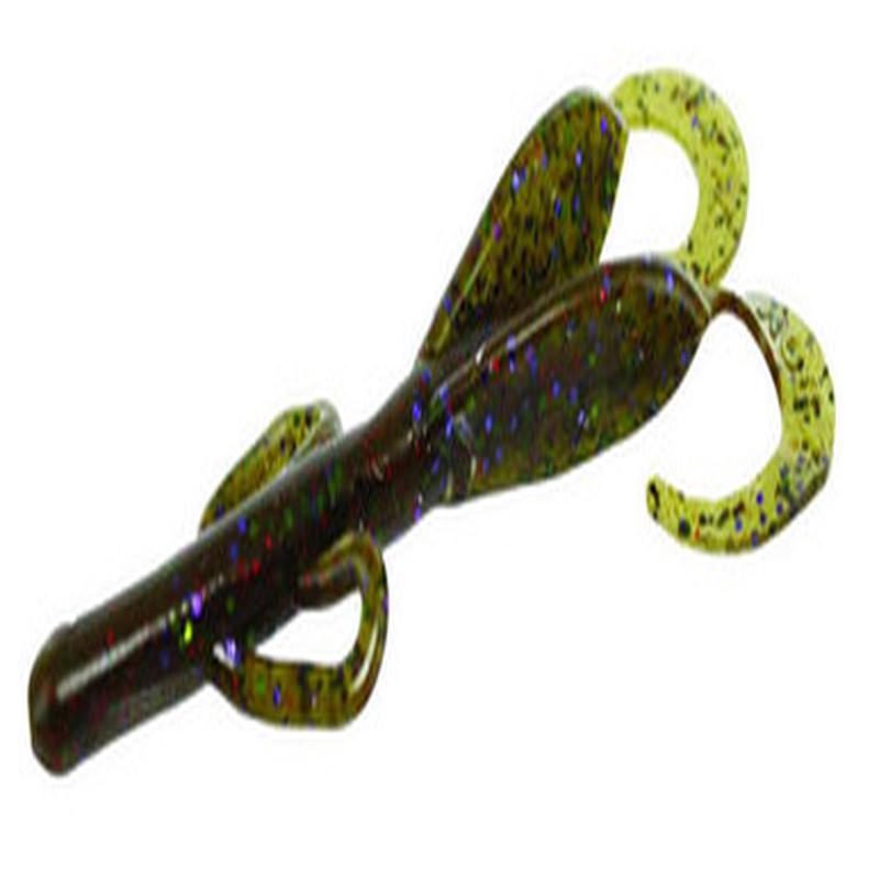 Zoom Baby Brush Hog Bait - 4in - Green Pumpkin Candy Red