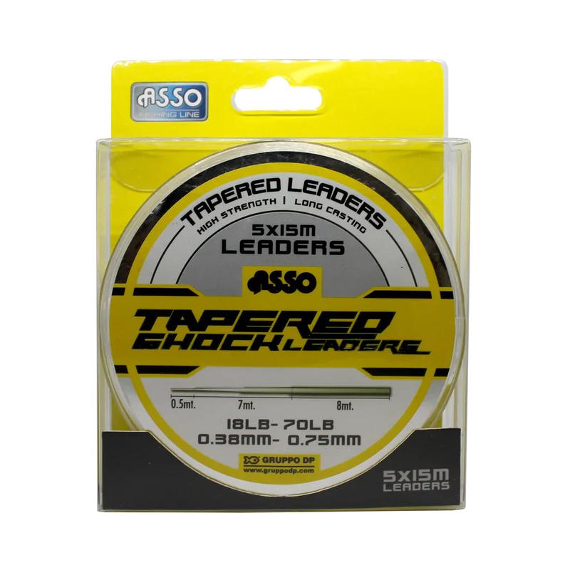 Tapered Shock Leader Clear 18-70lb   5 x 15m