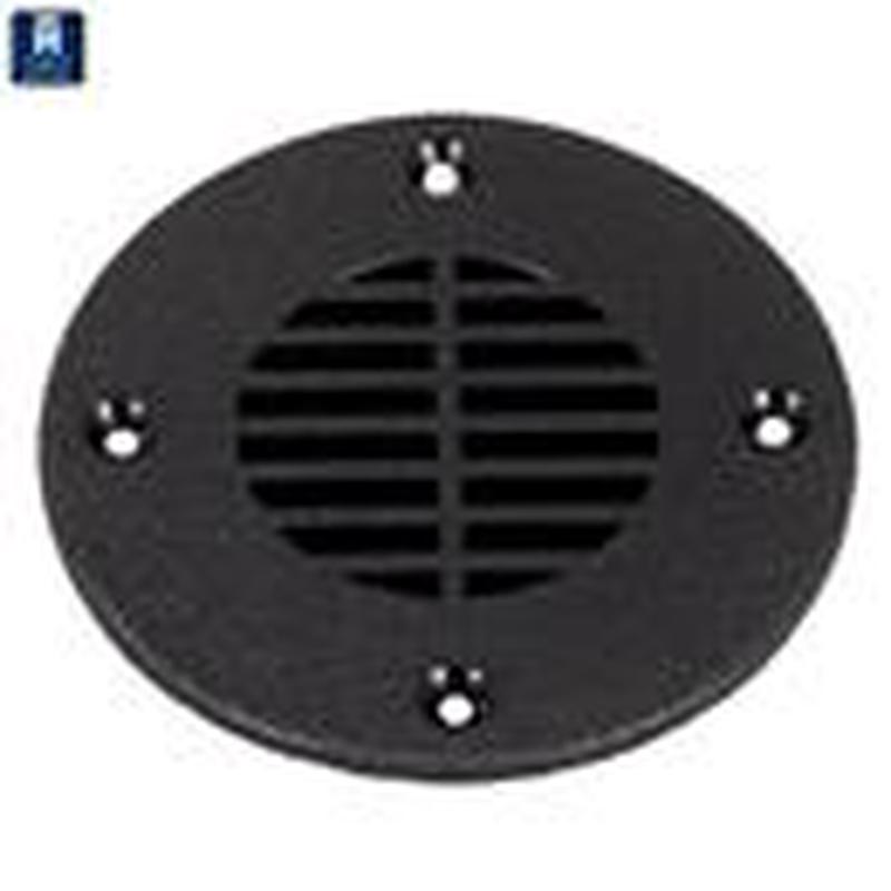 T-H Marine FD4DP Boat Deck Drain Cover; Fits 4 Inch Drain Hole; Round; 5-5/8 Inch Diameter; Black; Plastic; Single