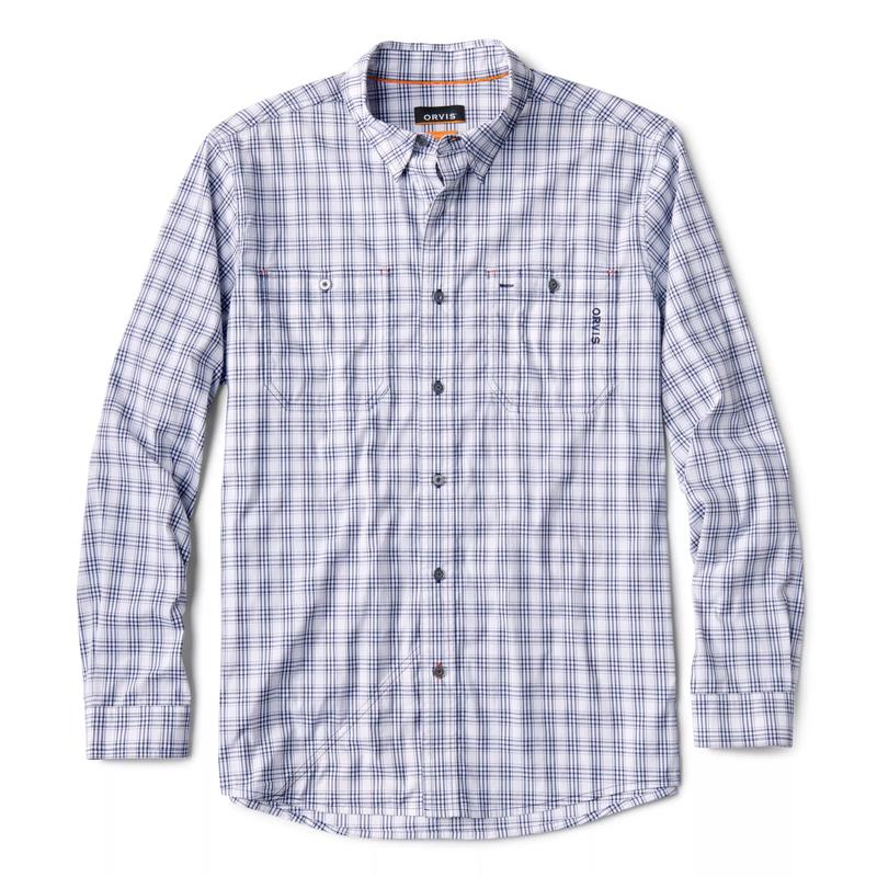 Orvis Men's River Guide Plaid Long-Sleeve Shirt - True Navy