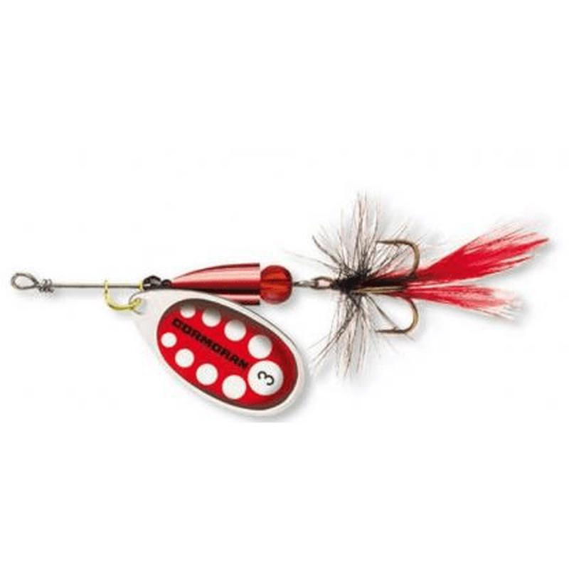Cormoran Bullet Spinner Silver/Red with Fly, Size 4 - 12.5 g