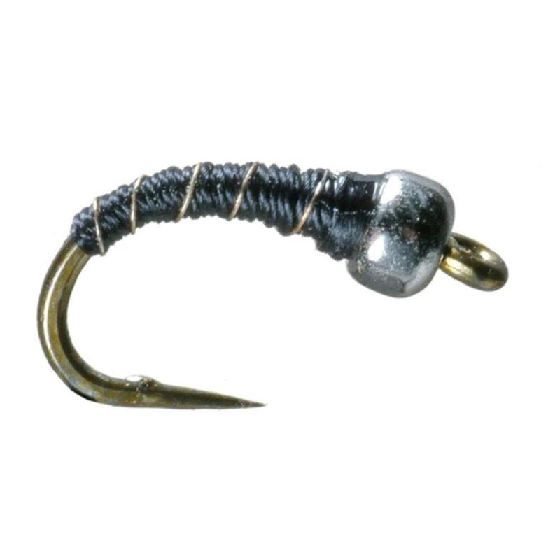 Tungsten Bead Zebra Midge - Black - Size 18