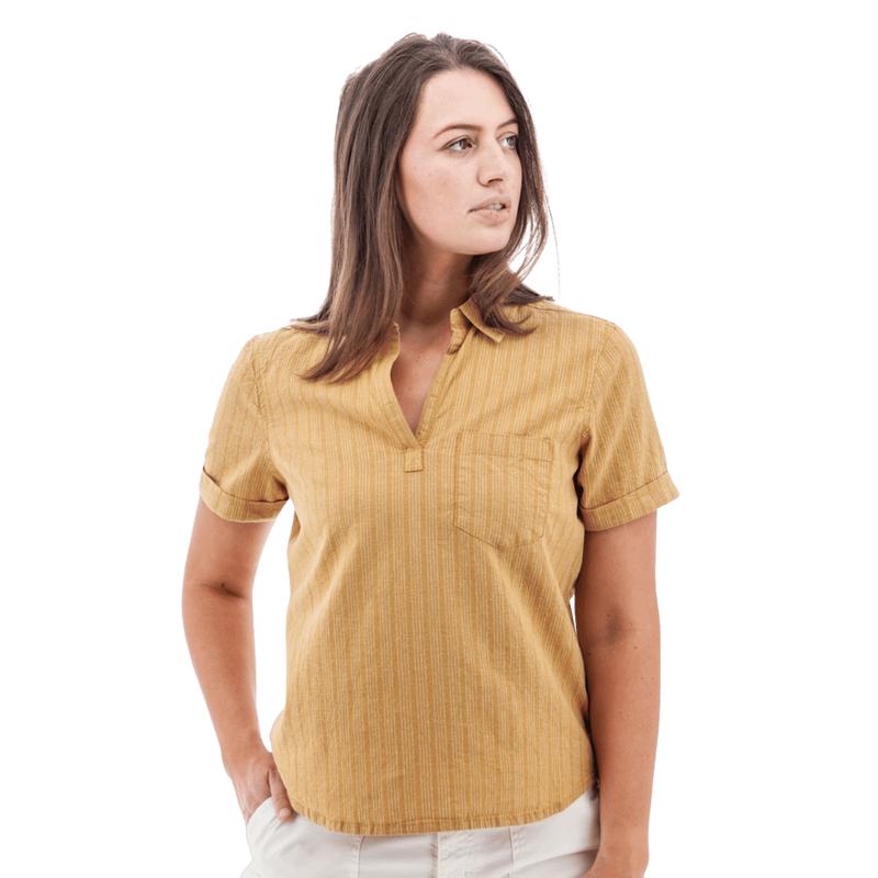 AVENTURA WOMEN'S BREEZY POPOVER CAMP SHIRT - AMBER GOLD
