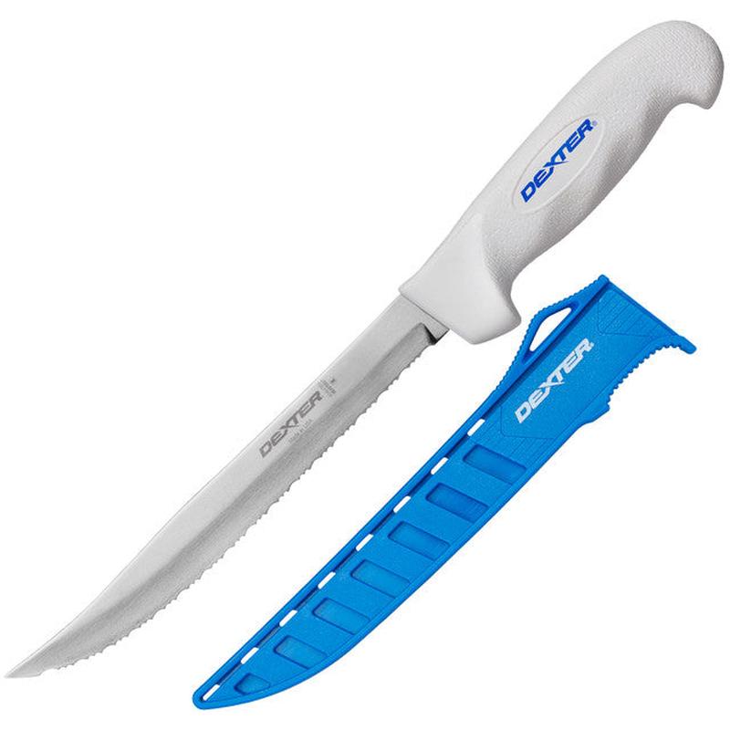Dexter Outdoors SG142-8TEEG 8" SOFGRIP Tiger Edge Scalloped Knife with Edge Guard