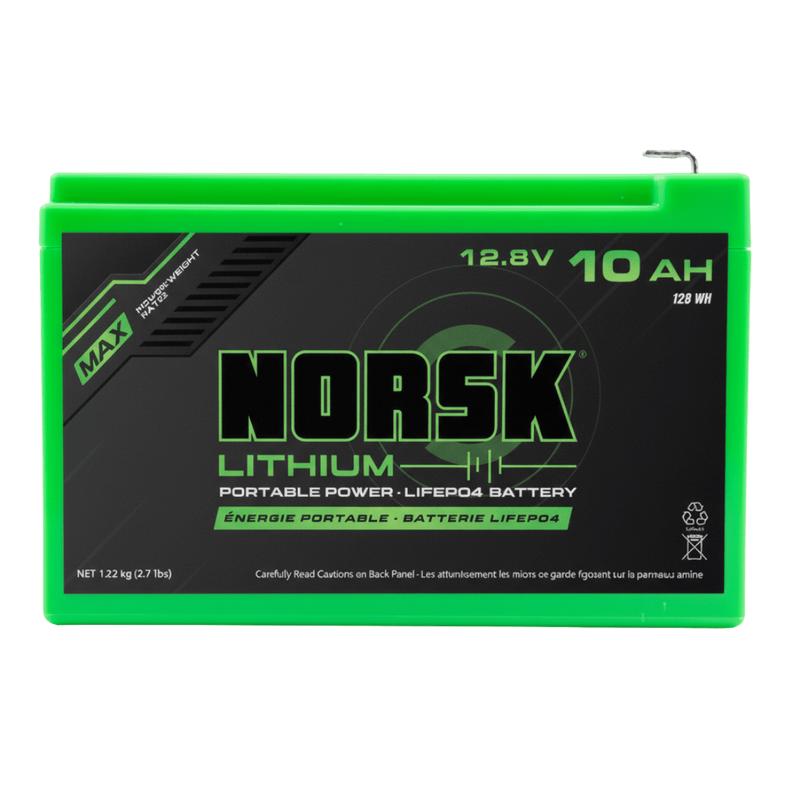 NORSK FISHING 12.8V-10AH-LIFEPO4 BATTERY WITH CHARGER